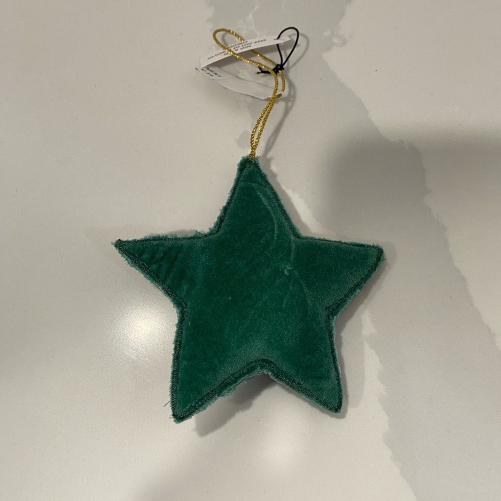 Creative Co-Op Green set of 3 Velvet Embroidered Beaded Christmas Ornaments NWT - Picture 2 of 7